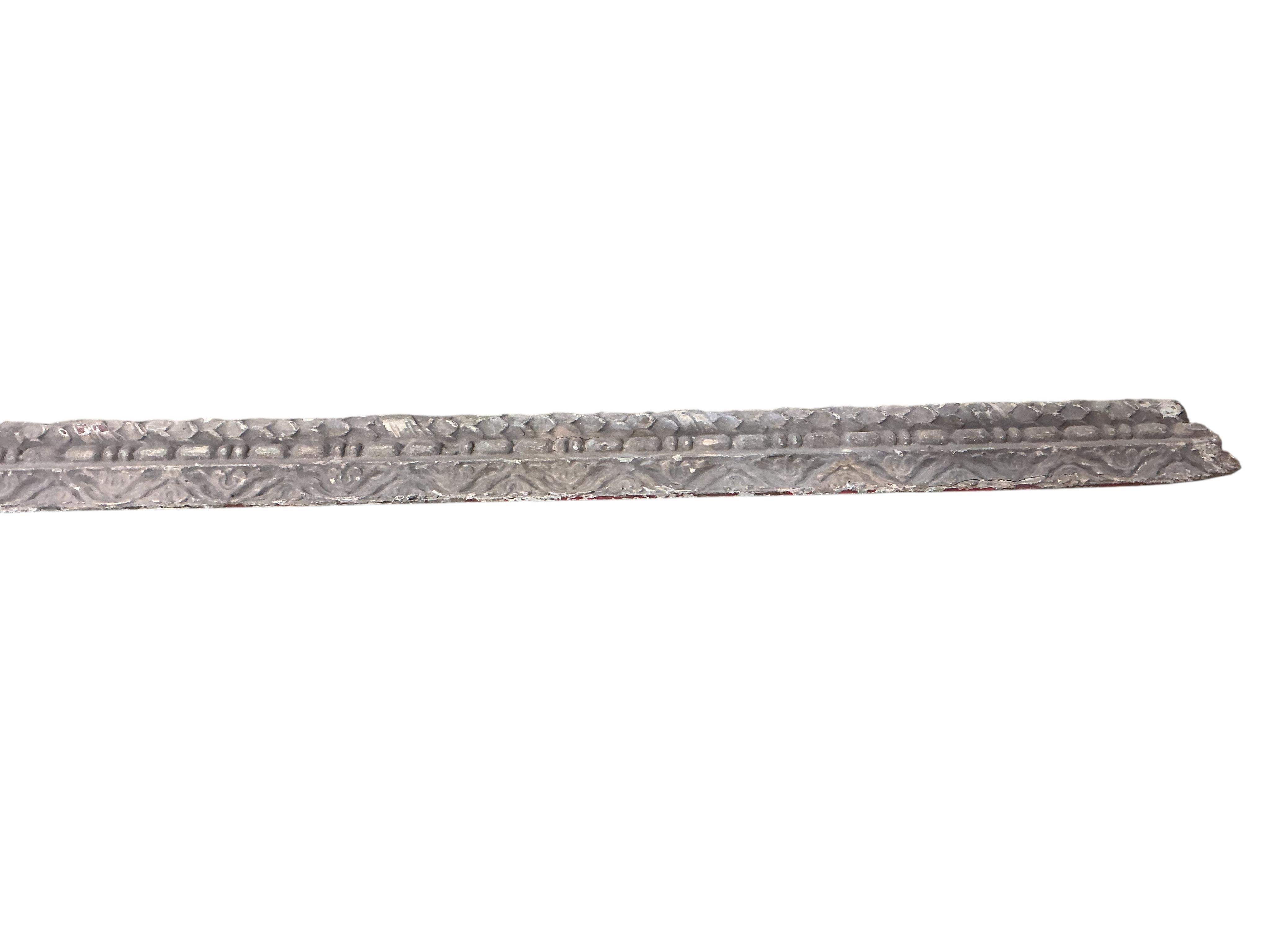 Two sections of 19th century carved pine and composition moulding, combined length approx. 340cm
